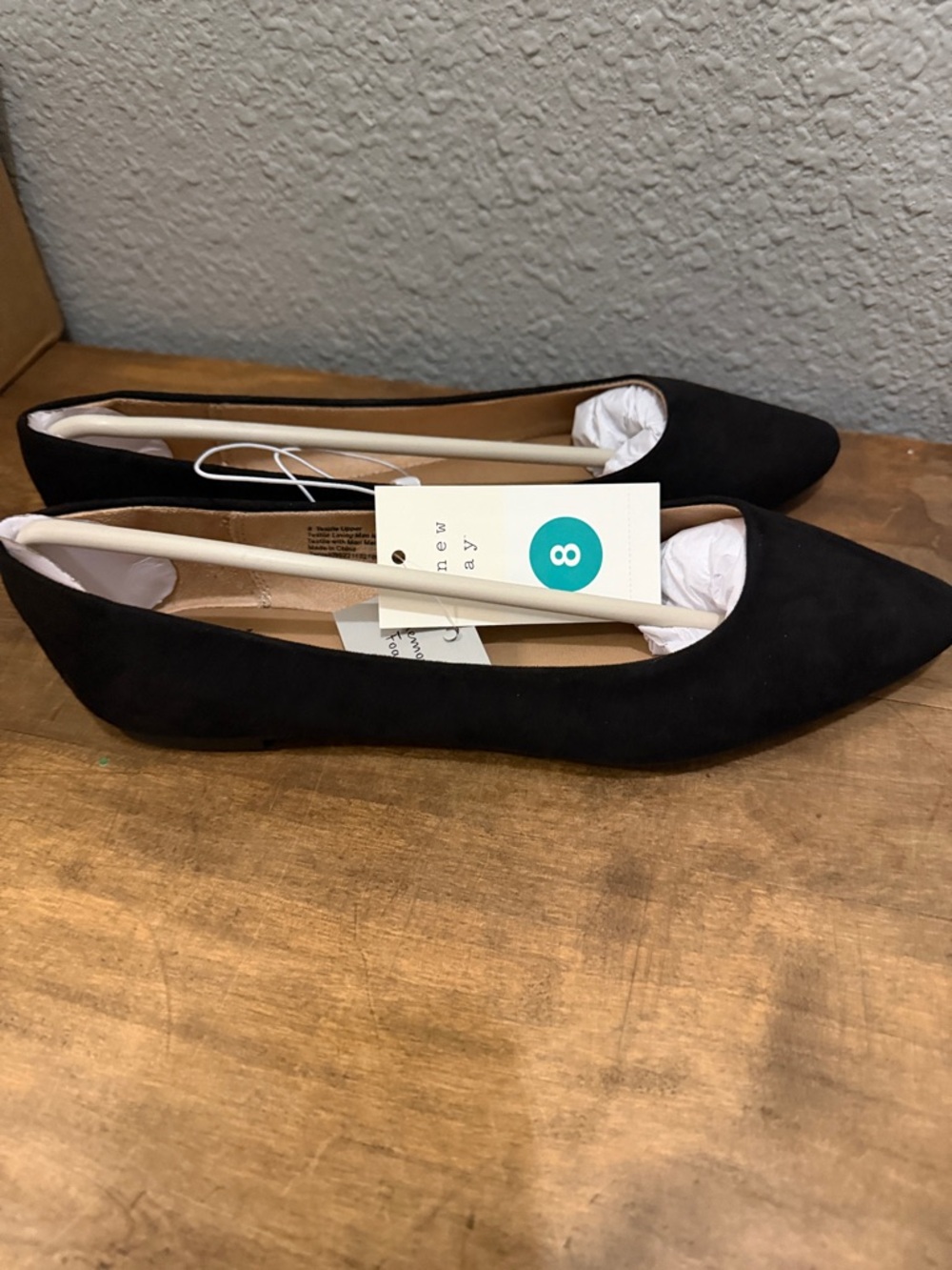 A New Day Pointed Toe Black Suede Women's Flats size 8 - Picture 4 of 9
